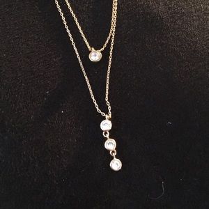 Cubic zirconia dangling necklaces (2)